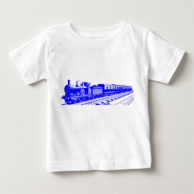 Vintage Train - Blue Baby T-Shirt (Front)