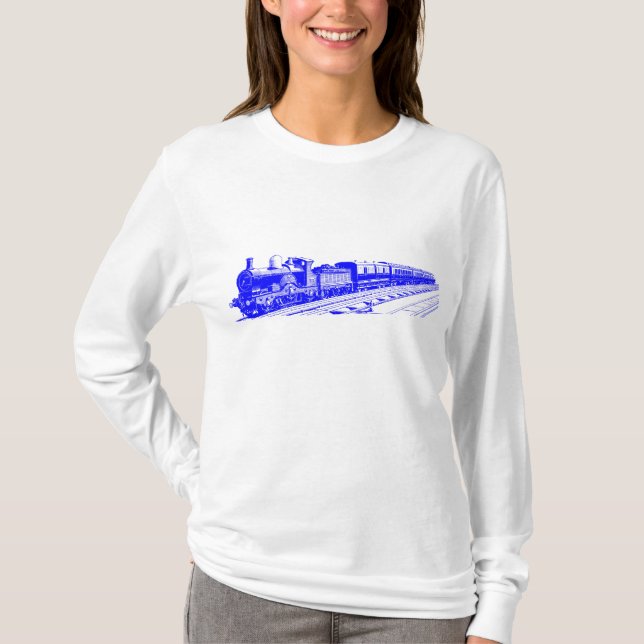 Vintage Train - Blue T-Shirt (Front)