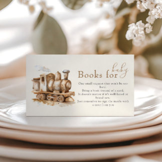 Vintage Train Boho Watercolor Books for Baby Enclosure Card