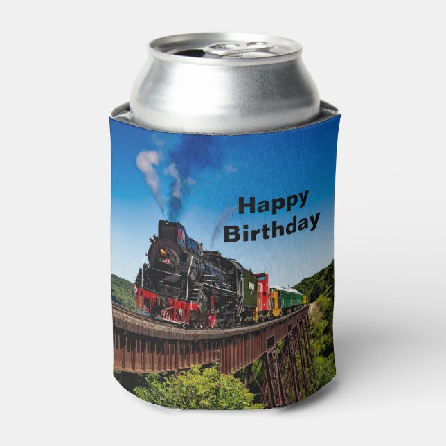 Vintage Train Bridge Photo Birthday Can Cooler (Can Front)