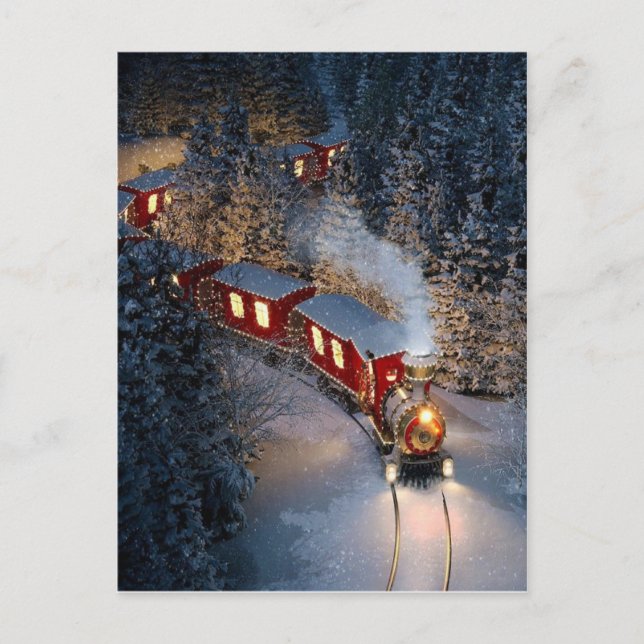 vintage train Christmas Postcard (Front)