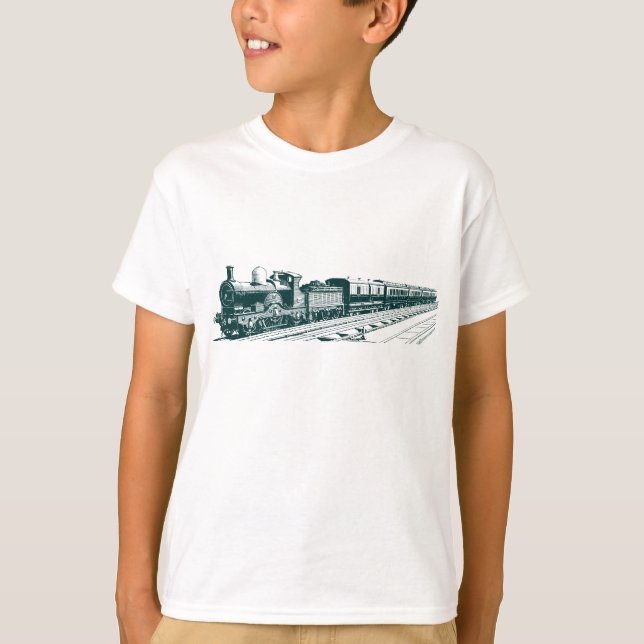 Vintage Train - Dark Green T-Shirt (Front)