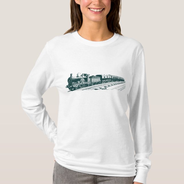 Vintage Train - Dark Green T-Shirt (Front)