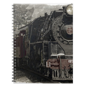 Vintage train decor design spiral notebook