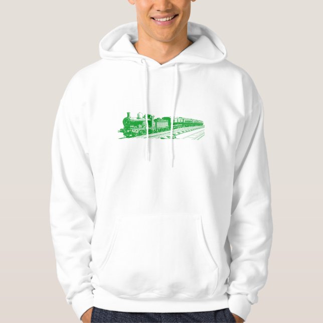Vintage Train - Grass Green Hoodie (Front)