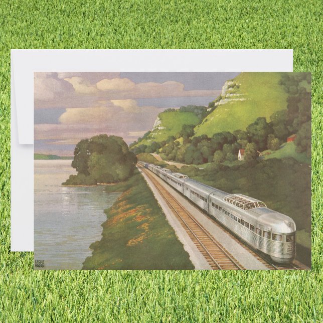 Vintage Train in Country, Vacation Railroad Card (Creator Uploaded)