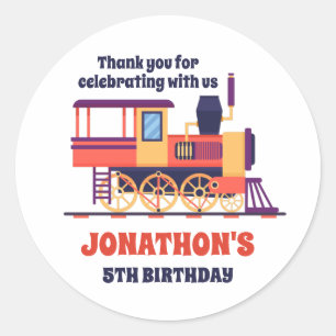 Vintage Train Kids Birthday Party Favor Classic Round Sticker