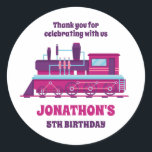 Vintage Train Kids Birthday Party Favour Classic Round Sticker<br><div class="desc">Cute party favours for kids,  boys or girls who train and railway. Perfect for kids birthday party,  party favours and thank you label. You can also customise the text for baby shower or other occasion and party.</div>