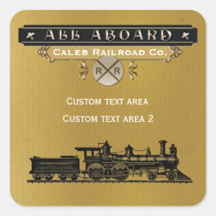 Vintage Train Locomotive Steam Party Sticker