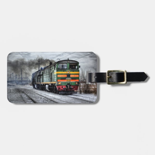 Vintage Train Luggage Tag (Front Horizontal)