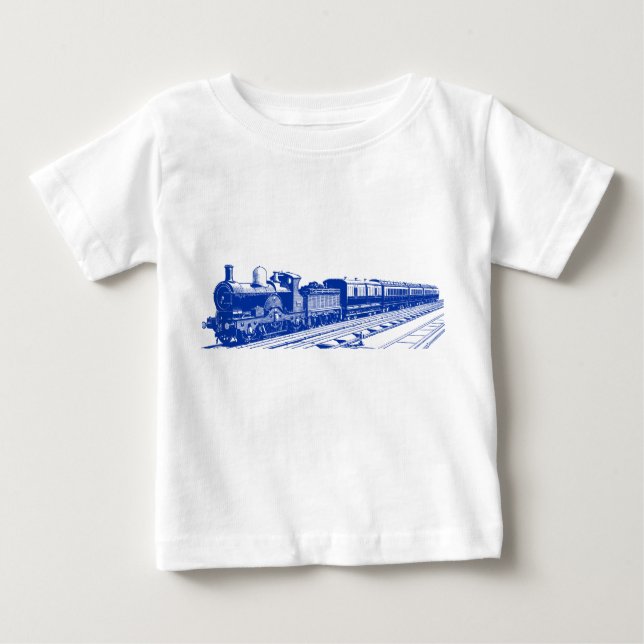 Vintage Train - Navy Baby T-Shirt (Front)