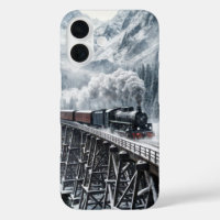 Vintage Train On a Mountain Valley Trestle