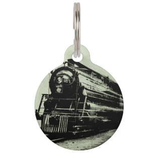 Vintage Train Photo in Motion with Blur Pet Tag