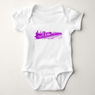 Vintage Train - Purple Baby Bodysuit