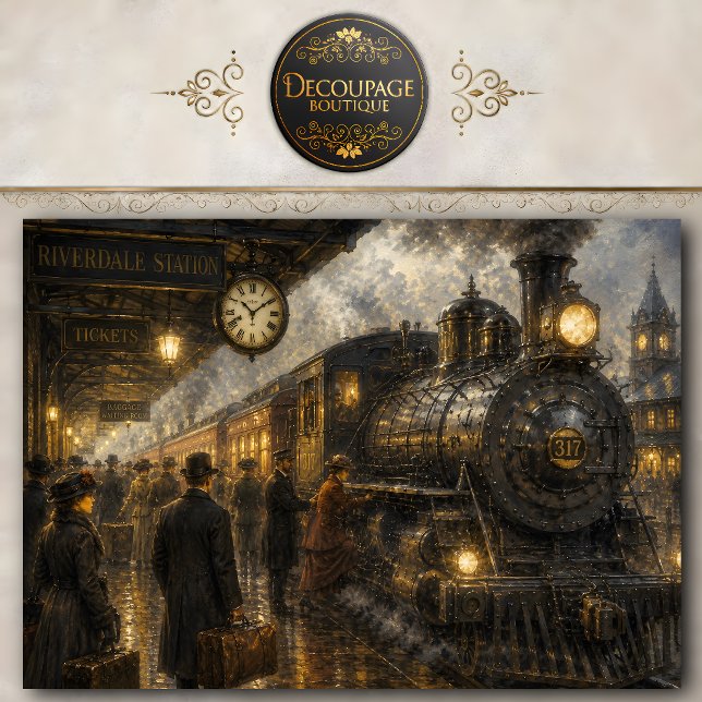 Vintage Train Station Decoupage Tissue Paper (Vintage Train Station Decoupage Tissue Paper)