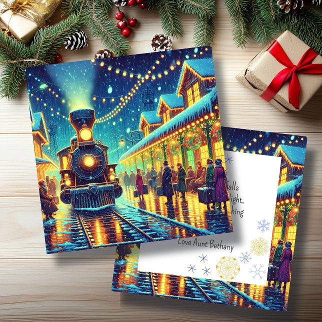 Vintage Train Station on Christmas Eve Personalise (Creator Uploaded)