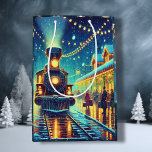 Vintage Train Station on Christmas Eve Snowy Night<br><div class="desc">An old fashioned train station on Christmas Eve with people coming and going trying to make it home. Vintage retro vibes Christmas gift bag.</div>