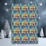 Vintage Train Station on Christmas Eve Snowy Night Tissue Paper<br><div class="desc">Christmas ribbon. An old fashioned train station on Christmas Eve with people coming and going trying to make it home. Vintage Christmas vibes. Pretty Christmas tissue paper.</div>