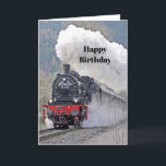 Vintage Train Steam Locomotive Photo Birthday Card<br><div class="desc">A steam locomotive is a type of train locomotive that produces its power through a steam engine. These locomotives are fuelled by burning combustible material – usually coal, wood, or oil – to produce steam. The majority of steam locomotives were retired from regular service by the 1980s, although several continue...</div>