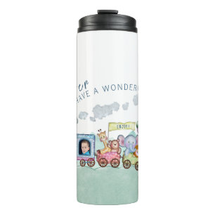 Vintage Train Transport Birthday Watercolor photo Thermal Tumbler