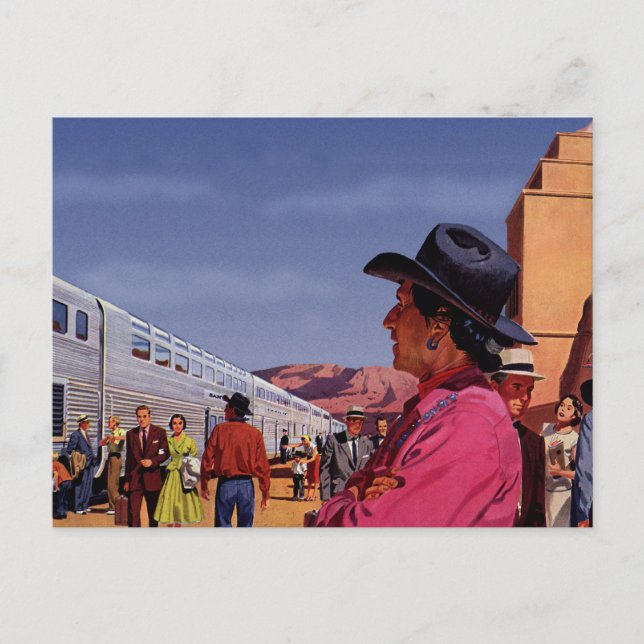 Vintage Train Travel Postcard (Front)