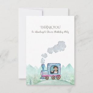 Vintage train urban design for kids thank you card