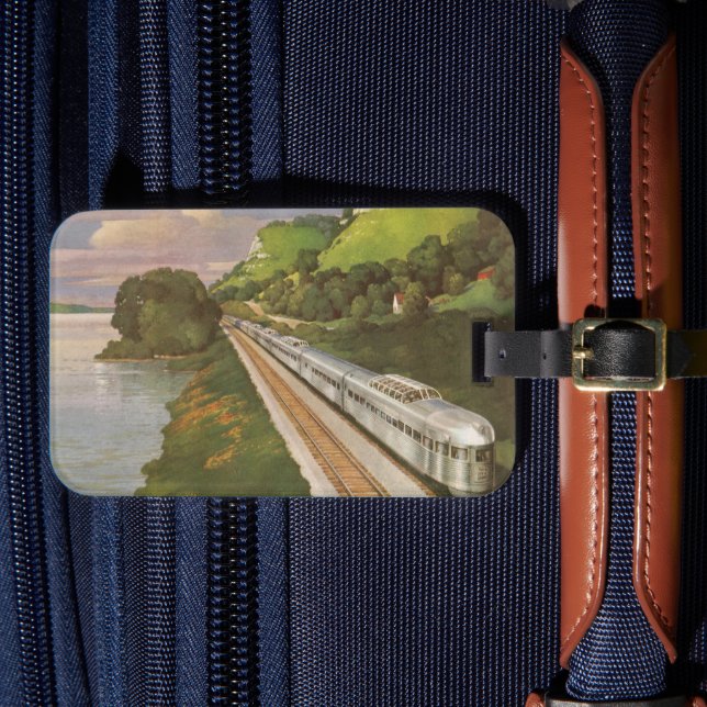 Vintage Train Vacation, Locomotive in Country Luggage Tag (Front Insitu 4)