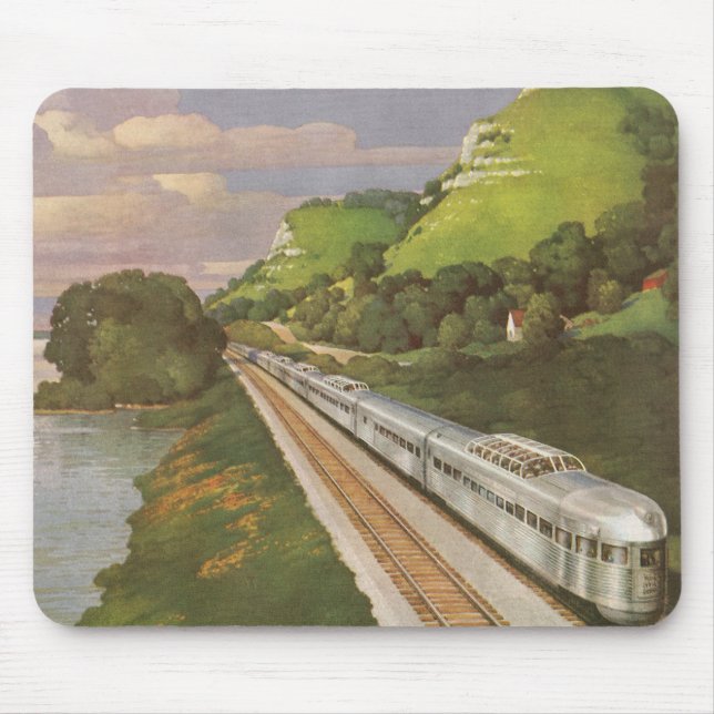 Vintage Train Vacation, Locomotive in Country Mouse Pad (Front)