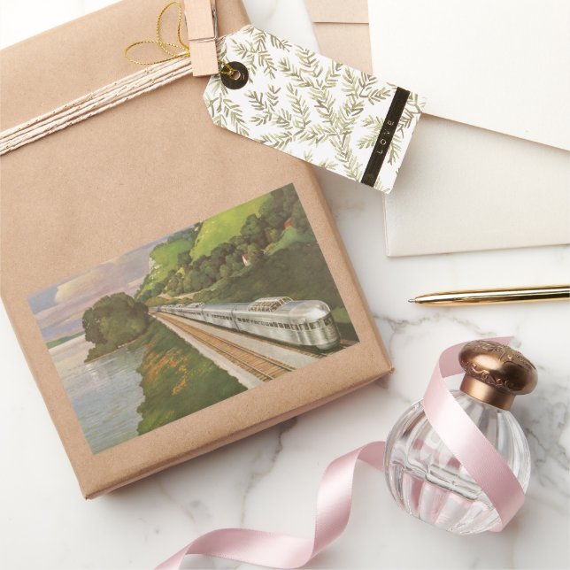 Vintage Train Vacation, Locomotive in Country Rectangular Sticker (Gifting)