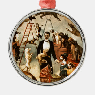 Vintage Trained Circus Dog Act Trick Dogs1899 Metal Tree Decoration