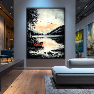 Vintage Tranquil Lake – Serene Nature Escape Poster