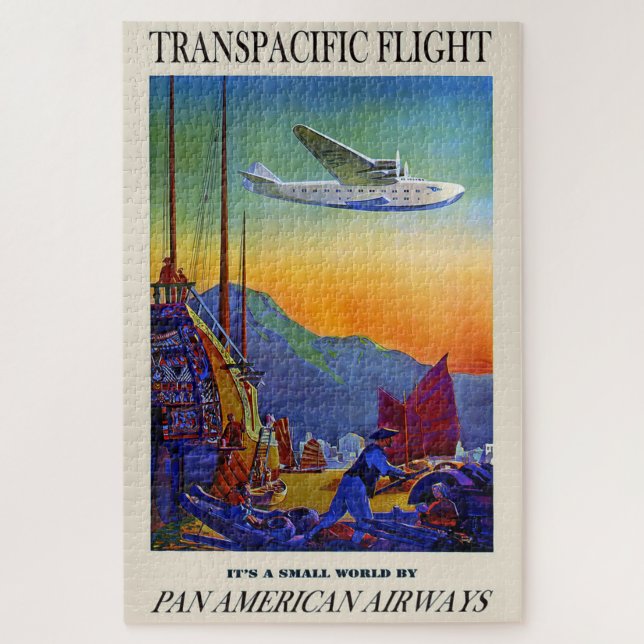 Vintage Transpacific Travel Art Illustration Jigsaw Puzzle (Vertical)