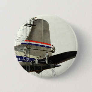 Vintage Transportation, Aeroplane Maintenance 6 Cm Round Badge