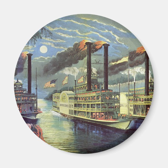 Vintage Transportation and Travel Ships Steamboats Magnet (Front)