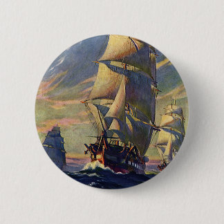 Vintage Transportation, Clipper Ships at Sea 6 Cm Round Badge