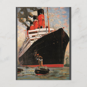 Vintage Transportation, Cruise Ship Harbour Tugboa Postcard