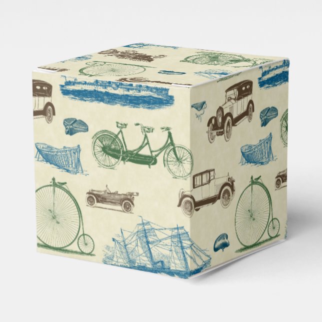 Vintage Transportation Favour Box (Front Side)