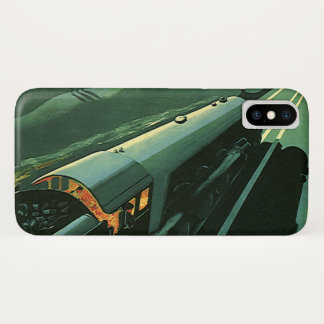 Vintage Transportation, Green Speeding Train Case-Mate iPhone Case