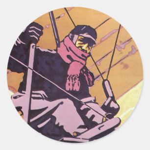Vintage Transportation Hang Glider Aircraft Classic Round Sticker