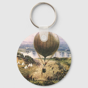Vintage Transportation, Hot Air Balloon Dirigibles Key Ring