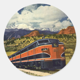 Vintage Transportation in American West, Train 158 Classic Round Sticker