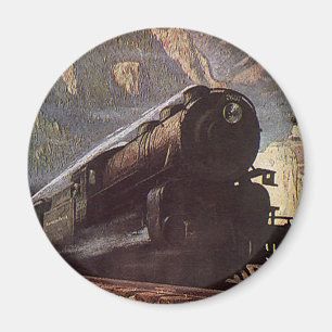 Vintage Transportation, Mountain Train Travel Magnet