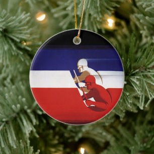 Vintage Transportation, Patriotic Racers Race Cars Ceramic Tree Decoration