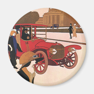 Vintage Transportation, Red Antique Automobile Magnet