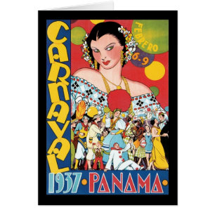 Vintage Travel 1937 Panama Carnival Party Woman