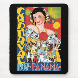 Vintage Travel 1937 Panama Carnival Party Woman Mouse Pad