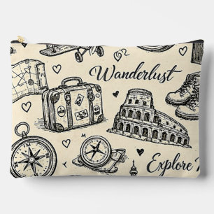 Vintage Travel Adventures Seamless Pattern Accessory Pouch
