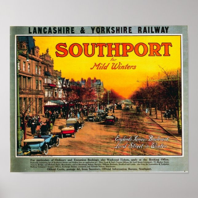 Vintage Travel Advert /Southport England 1900's Poster (Front)