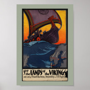 Vintage Travel Advertisement Land of the Vikings Poster