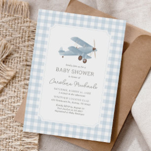 Vintage Travel Aeroplane Baby Shower Invitation